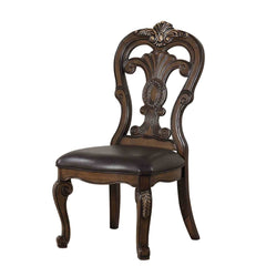 Traditional Style 2pc Side Chair Ornate Corbels Dark Brown Finish Dining Room