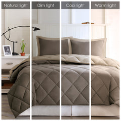 King 3M Scotchgard Diamond Quilting Reversible Down Alternative Comforter Set