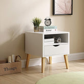 Mid-Century Modern Jeff Night Stand, End Table Bed Room Accent Side Table, White