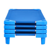 Stackable Kiddie Cot, Pack of 4, Portable Toddler Nap Cots, Standard Size 52" L x 23" W Daycare Cots for Kids, Preschool Classroom Daycare Beds for Sleeping, Resting, Naptime, Blue