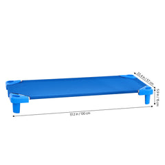 Stackable Kiddie Cot, Pack of 4, Portable Toddler Nap Cots, Standard Size 52" L x 23" W Daycare Cots for Kids, Preschool Classroom Daycare Beds for Sleeping, Resting, Naptime, Blue