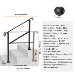 2-3 Step Handrails for Outdoor Steps for Seniors Porch Deck Post