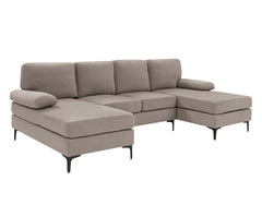 Polyester Blend Upholstered U-Shape Sectional with Metal Legs