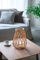D9.5x13.5" Sienna Bamboo Lantern with Rope Handle