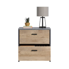 Lateral File with Large Drawers, Brown finish