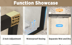 44-48" W × 72" H Tempered Glass with Explosion Proof Film, Aluminum Frame Double Sliding Shower Door, "1/4 (6 mm), Stainless Steel handle, Matte Black