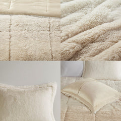 King/Cal King Ombre Shaggy Long Fur Comforter Mini Set