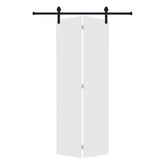 Modern flat panel bi-fold door 30 in. x 80 in. MDF White Barn Sliding Door With Hardware kit
