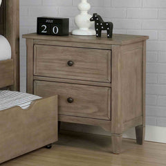 Wire-Brushed Warm Gray 1pc Nightstand Bedside Table Round Pull Knobs Bedroom Furniture