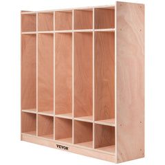 Preschool Cubby Lockers 5-Section Plywood Birch Coat Locker 15MM Thickness Kids Locker for Home 48.4 Inch High Durable Classroom Lockers for Toddlers and Kids Commercial or Personal Use