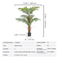 Artificial Palm Tree, 4 FT Tall Faux Plant, Secure PE Material & Anti-Tip Tilt Protection Low-Maintenance Plant, Lifelike Green Fake Tree for Home Office Warehouse Decor Indoor Outdoor