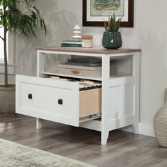 Lateral File with Large Drawer, White finish