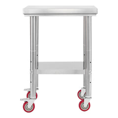 Stainless Steel Table, 24 x 18 Inches Food Prep Worktable with Wheels, Kitchen Prep Table with Adjustable Undershelf Workstations for Commercial Kitchen, Restaurant, Hotel and Garage, Outdoor