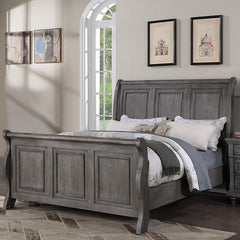 Grey Sleigh Design Headboard FB 1pc California King Size Panel Bed Beautiful Wooden Bedroom Furniture Antique Gray Oak Finish