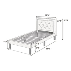 Modern Bedroom Furniture 1pc Full Size Bed Pink Faux Leather PU Wooden Legs Tufted HB Slats Support
