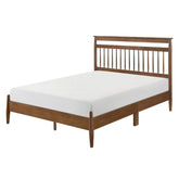Transitional Design Queen Platform Bed Chestnut Finish Wood Frame Bedroom Furniture 1pc Bed in a Box
