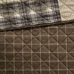 3 Piece Reversible Printed Quilt Set Black/Brown Full/Queen