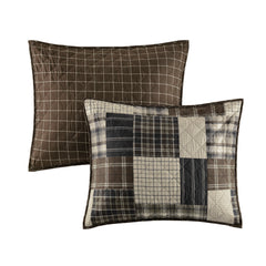 3 Piece Reversible Printed Quilt Set Black/Brown Full/Queen