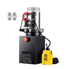 Hydraulic Pump, 8 Quart Hydraulic Power Unit, Double Acting Dump Trailer Pump, 0.91 GPM Flow Rate, 3200 PSI Max Relief Pressure, DC 12V Hydraulic Pump for Dump Trailer Car Lifting