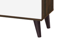 Amidon TV Stand for TVs up to 63", with 2 Storage Shelves& 1 Cabinet, Modern Entertainment Centre for TV in Living Room in Walnut +White