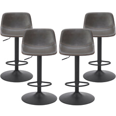 Adjustable Bar Stools Set of 2, Mid Century Modern Swivel Bar Stools, Industrial Bar Height Stools With Back Support Counter Height Bar Chairs Pu Leather Bar Stool for Kitchen Island Rustic Barstools