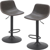 Adjustable Bar Stools Set of 2, Mid Century Modern Swivel Bar Stools, Industrial Bar Height Stools With Back Support Counter Height Bar Chairs Pu Leather Bar Stool for Kitchen Island Rustic Barstools