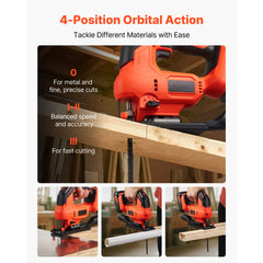 Cordless Jig Saw, 20 V, 3000 SPM Blade Speed, Cordless Jigsaw with Battery and Charger, LED Light, 6 Variable Speed, 0- 45° Bevel Cuts, with 6 pcs Blades, 4 Orbital Settings, for Wood, Metal