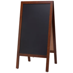 A Frame Chalkboard Sign, Double-Sided Sidewalk Signs, Freestanding Vintage Wooden Chalk Board with Chalks & Magnetic Eraser, Rustic Brown Outdoor Sandwich Board, 20"x40", Kitchen Home Wedding