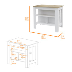 Brooklyn Kitchen Island, Three Concealed Shelves