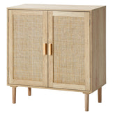 Rattan Cabinet, Rattan Storage Cabinet 31.5inch with 2 Magnetic Doors and Adjustable Shelves, Sideboard Buffet Cabinet for Hallway, Entryway, Living Room, or Kitchen, Natural