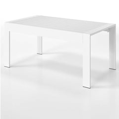 43" All-Weather Aluminum Patio Coffee Table, Modern White Rectangle Outdoor Table