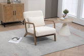 Mid Century Modern Accent Chair with Wood Frame, Upholstered Living Room Chairs with Waist Cushion, Reading Armchair for Bedroom Sunroom