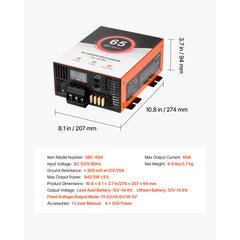 RV Power Converter, 65 Amp, 110V AC to 12V DC RV Converter Battery Charger, Multi Stage Smart Charging, 13V to 16.5V Operating Range, Compatible with Lithium & Lead Acid Battery, for Camper