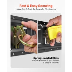 E-Track Tie-Down Rail Kit, 4 Pack 1.3 ft E Tracks Set, 21 Pcs Includes 2 Ratchet Straps & 4 O-Rings & 4 Tie-Offs with D-Ring & 2 Single Slots & 8 End Caps & 1 Bag, Fit for Garages Vans Trailers