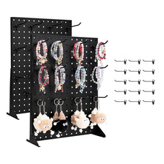 Pegboard Display Stand with 15 Hooks Pegboard Panels Display Black (1 PCS)