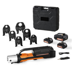 Pro Press Tool, 18V Electric Pipe Crimping Tool for 1/2" to 2" Copper Pipes, Press Tool Kit with 6 Pro Press Jaws, 2pcs 4AH Battery, Fast Charger & Carrying Case