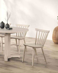 2pc Dining Chair Spindle Back Molded Seat Mid-Century White Oak Dining Furniture