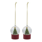 1.8x1.8x2.8"H Resin/Glass Water Globe W/Tree Red Base, 2 Pack