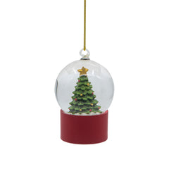 1.8x1.8x2.8"H Resin/Glass Water Globe W/Tree Red Base, 2 Pack