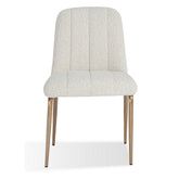Rise 19 Inch Dining Chairs, Soft Boucle Upholstery, Set of 2, White, Bronze