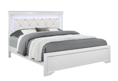 SHAKER WHITE QUEEN BED WITH LED
