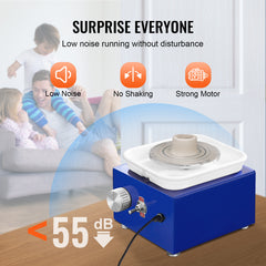 Mini Pottery Wheel, for Kids or Beginners, 2 Turntables 2.6in/3.9in Ceramic Wheel Machine, Adjustable 0-300RPM Speed ABS Detachable Basin, 17 Pottery Accessories, Work Art Craft DIY, 30W, Blue