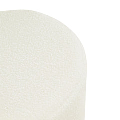 Sem Round Accent Ottoman, Cream White Chanel Stitched Boucle 18 Inch