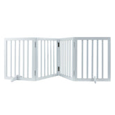 Free Standing Dog Gate, 24" H x 80.3" W Freestanding Pet Gate, 4 Panels Foldable Dog Gate for Wide and Narrow Passageways, Expandable Dog Barrier with Silent Foot Support for Indoor, White