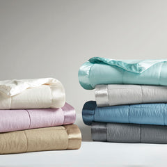 Oversized Down Alternative Blanket with Satin Trim Charcoal King