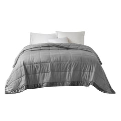 Oversized Down Alternative Blanket with Satin Trim Charcoal King
