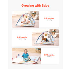 Baby Play Gym Mat Tummy Time Activity Mat with 6 Sensory Toys 35.0" x 35.0"