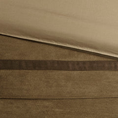 7 PC Pieced Faux Suede Comforter Set Natural King
