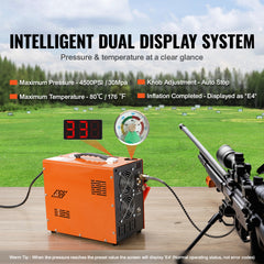 PCP Air Compressor, 4500PSI/30Mpa Portable PCP Compressor with Built-in Power Converter, Auto-Stop | DC12V/AC120V | Oil & Water-Free Compressor Pump