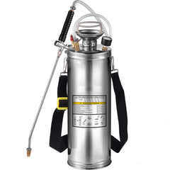 3Gal Stainless Steel Sprayer, Set with 20" Wand& Handle& 3FT Reinforced Hose, Hand Pump Sprayer with Pressure Gauge&Safety Valve, Adjustable Nozzle Suitable for Gardening and Sanitizing